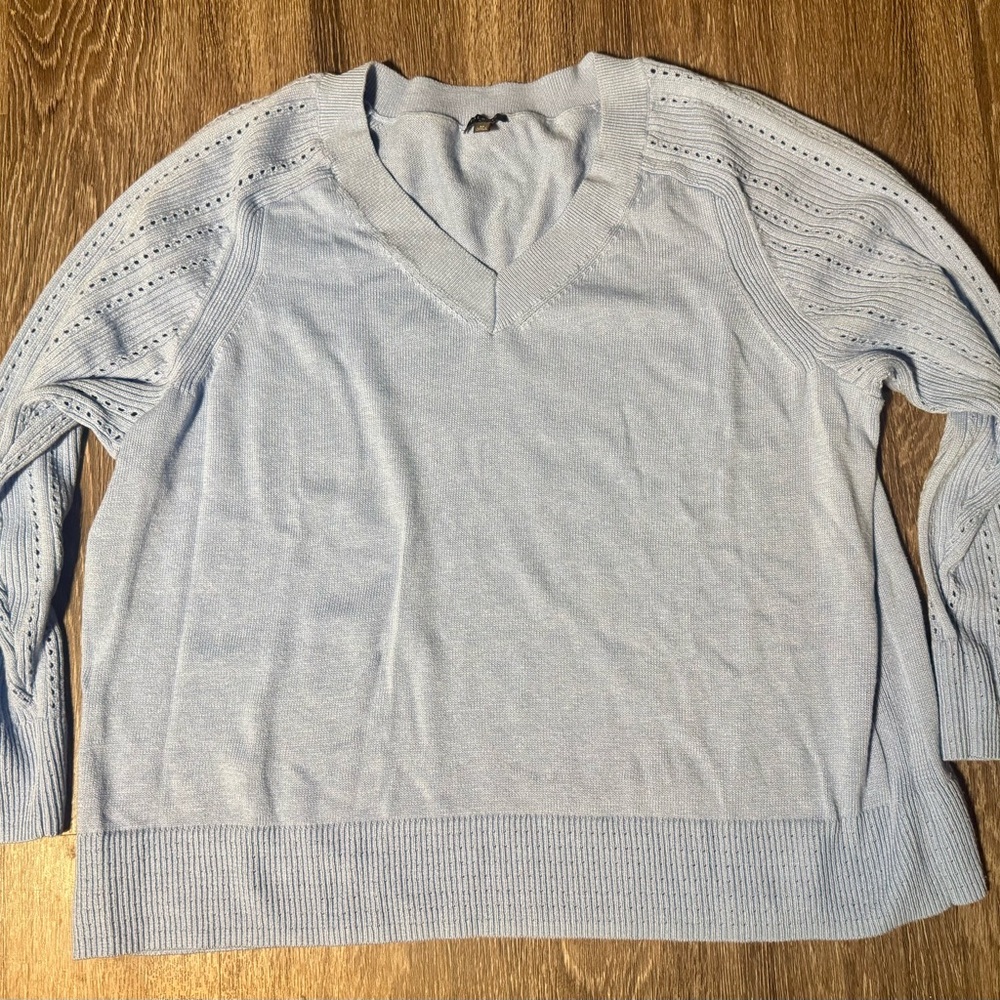 Talbots Soft Blue Knit V-Neck Sweater